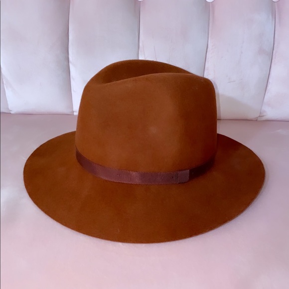 NEW Auxiliary Wool Fedora Hat Tobacco/Brown/Cognac Color Adjustable Width - Picture 2 of 6